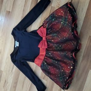 Girls red green black christmas dress Bonnie Jean size 5 polka dot plaid bow